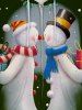 Sweat à Capuche Imprimé Bonhomme de Neige de Noël avec Poches à Glissière Grande Taille à Manches Longues - Noir L
