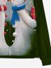 Plus Size Snowman Lovers Print Christmas Zipper Pocket Drawstring Long Sleeves Hoodie For Men -  