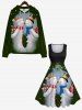 Plus Size Snowman Lovers Print Christmas Zipper Pocket Drawstring Long Sleeves Hoodie For Men -  