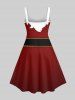 Plus Size Christmas Santa Claus Print Tank Dress -  