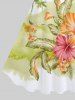 Plus Size Coconut Tree Tropical Leaf Hibiscus Flowers Print Hawaii Tank Dress -  