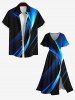 Plus Size Glitter Light Beam 3D Print Split Midi Dress -  