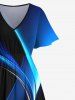 Plus Size Glitter Light Beam 3D Print Split Midi Dress -  