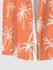 Plus Size Coconut Tree Print Buttons Pocket Hawaii Shirt For Men -  