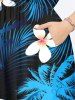 Plus Size Coconut Tree Tropical Leaf Flower Print Split Hawaii Midi Dress -  
