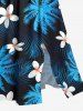 Plus Size Coconut Tree Tropical Leaf Flower Print Split Hawaii Midi Dress -  