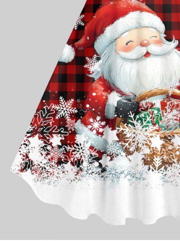 Plus Size Santa Claus Snowflake Plaid Stars Print Christmas A Line Tank Dress