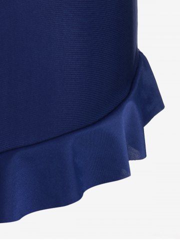 Mermaid Print Lace Up Three Piece Tankini Swimsuit