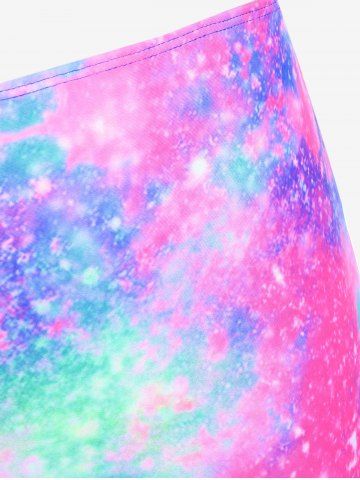 Plus Size Lip Printed Padded Boyleg Strappy Tankini Swimsuit