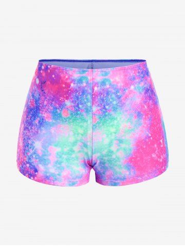 Plus Size Lip Printed Padded Boyleg Strappy Tankini Swimsuit