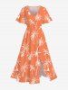 Tenue de Plage Contrastante Imprimé Cocotier Grande Taille pour Couples - Orange 