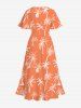 Tenue de Plage Contrastante Imprimé Cocotier Grande Taille pour Couples - Orange 