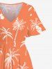 Tenue de Plage Contrastante Imprimé Cocotier Grande Taille pour Couples - Orange 