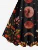 Plus Size Branch Leaf Moon Star Galaxy Print Hawaii A Line Tank Dress -  