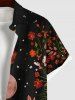 Plus Size Branch Leaf Moon Star Galaxy Print Hawaii Button Pocket Shirt For Men -  