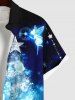 Plus Size Christmas Tree Ball Star Tassel Snowflake Glitter 3D Print Buttons Pocket Shirt For Men - Bleu Ciel 6XL