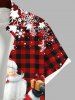 Chemise Boutonnée Imprimé Carreaux Père Noël et Flocon de Neige Grande Taille pour Homme - Rouge 2XL