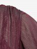 Plus Size Lace Up Buckle Grommet Layered Butterfly Sleeve Dress -  