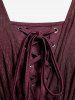 Plus Size Lace Up Buckle Grommet Layered Butterfly Sleeve Dress -  