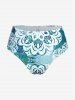 Maillot de Bain Tankini Ethnique Imprimé Ombré Matelassé de Grande Taille Trois Pièces - Vert L | US 12