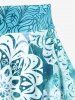 Plus Size Ethnic Printed Ombre O-ring Padded Three Piece Skirt Tankini Swimsuit -  