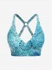 Plus Size Ethnic Printed Ombre O-ring Padded Three Piece Skirt Tankini Swimsuit -  