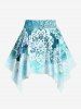 Plus Size Ethnic Printed Ombre O-ring Padded Three Piece Skirt Tankini Swimsuit -  