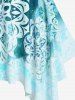 Plus Size Ethnic Printed Ombre O-ring Padded Three Piece Skirt Tankini Swimsuit -  