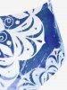 Plus Size Ethnic Printed Ombre O-ring Padded Three Piece Skirt Tankini Swimsuit -  