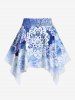 Plus Size Ethnic Printed Ombre O-ring Padded Three Piece Skirt Tankini Swimsuit -  