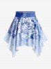 Plus Size Ethnic Printed Ombre O-ring Padded Three Piece Skirt Tankini Swimsuit -  