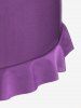 Mermaid Print Lace Up Three Piece Tankini Swimsuit -  