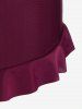 Maillot de bain tankini trois pièces à lacets imprimé sirène - Rouge foncé 4X | US 26-28
