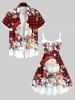 Plus Size Santa Claus Snowflake Plaid Stars Print Christmas A Line Tank Dress -  