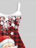 Plus Size Santa Claus Snowflake Plaid Stars Print Christmas A Line Tank Dress -  