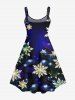 Robe Débardeur Ligne A Ombré Galaxie et Flocon de Neige de Noël Imprimés de Grande Taille - Bleu de Minuit M