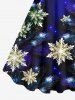 Robe Débardeur Ligne A Ombré Galaxie et Flocon de Neige de Noël Imprimés de Grande Taille - Bleu de Minuit M