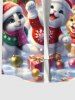 Plus Size Christmas Tree Snowflake Glitter Galaxy Cute Cat Print Button Pocket Shirt For Men -  