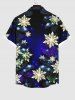 Plus Size Snowflake Ombre Galaxy Print Christmas Button Pocket Shirt For Men -  
