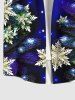 Plus Size Snowflake Ombre Galaxy Print Christmas Button Pocket Shirt For Men -  