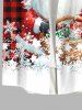 Chemise Boutonnée Imprimé Carreaux Père Noël et Flocon de Neige Grande Taille pour Homme - Rouge 4XL