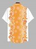 Plus Size Christmas Gingerbread Man Candy Donut Snowflake Colorblock Print Buttons Pocket Shirt For Men -  