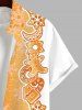 Plus Size Christmas Gingerbread Man Candy Donut Snowflake Colorblock Print Buttons Pocket Shirt For Men -  