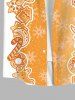 Plus Size Christmas Gingerbread Man Candy Donut Snowflake Colorblock Print Buttons Pocket Shirt For Men -  