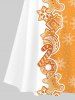 Plus Size Christmas Gingerbread Man Candy Donut Snowflake Colorblock Print Cold Shoulder Crisscross Maxi Dress -  