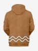 Plus Size Christmas Gingerbread Ball Wavy Line Print Pocket Drawstring Hoodie -  