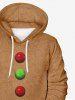 Plus Size Christmas Gingerbread Ball Wavy Line Print Pocket Drawstring Hoodie -  