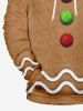 Plus Size Christmas Gingerbread Ball Wavy Line Print Pocket Drawstring Hoodie -  