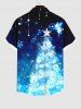 Plus Size Christmas Tree Ball Star Tassel Snowflake Glitter 3D Print Buttons Pocket Shirt For Men -  