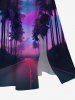 Plus Size Ombre Sky Coconut Tree Print Split Hawaii Midi Dress -  